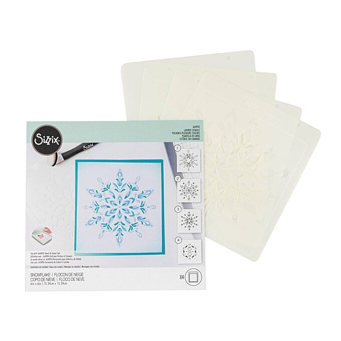 Sizzix Snowflake Layered Stencil Set 4 Pack image number 1