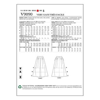 Vogue Women’s Skirt Sewing Pattern V9090 (6-14) image number 2