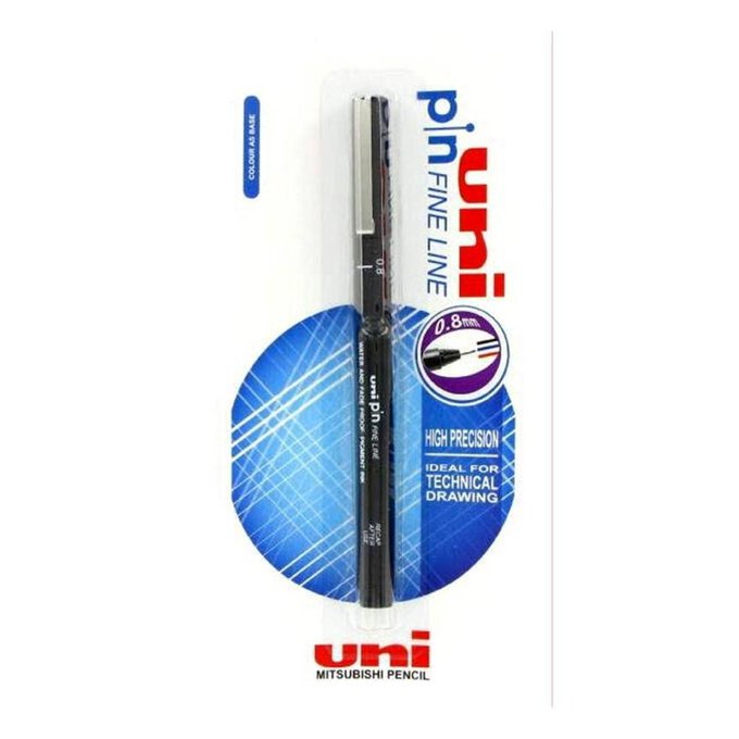 Uni Pin Fine Line Black Ink Pen 0.8mm image number 1