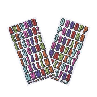 Bright Shadow Alphabet Chipboard Stickers 111 Pieces