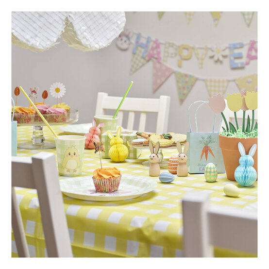 Yellow Gingham Easter Tablecloth 1.3m image number 1