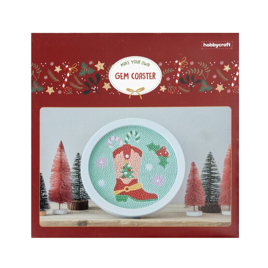 Make Your Own Gem Art Cowboy Boot Coaster Kit image number 3
