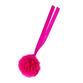 Bright Pink Faux Fur Pom Pom 6cm