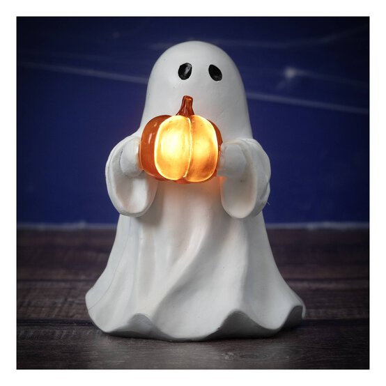 Ghost with Light-Up Pumpkin 17cm image number 1