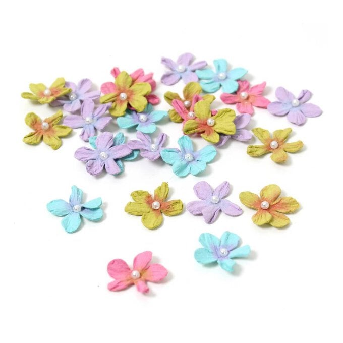 Assorted Mini Pearl Flowers 40 Pack