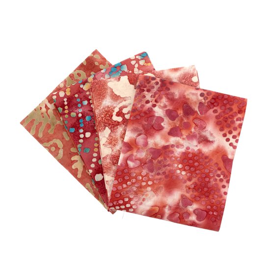 Red Batik Cotton Fat Quarters 4 Pack image number 1