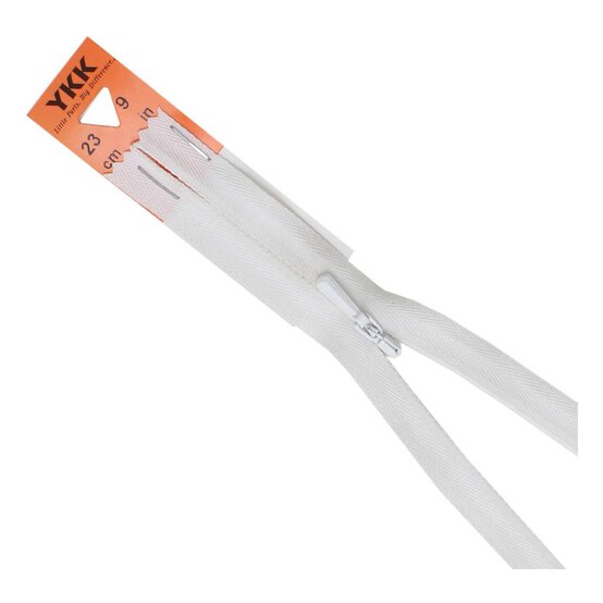 YKK White Concealed Zip 23cm image number 1