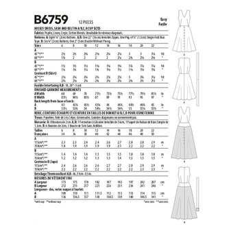 Butterick Dress and Sash Sewing Pattern B6759 (6-14)