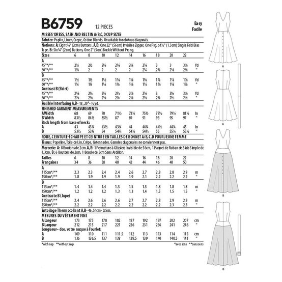 Butterick Dress and Sash Sewing Pattern B6759 (6-14) image number 2