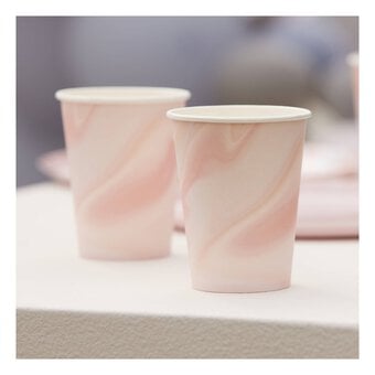 Ginger Ray Pink Marble Paper Cups 8 Pack
