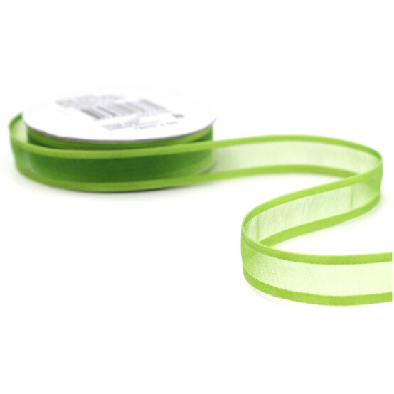 Lime Green Organza Satin Edged Ribbon 12mm x 5m image number 3