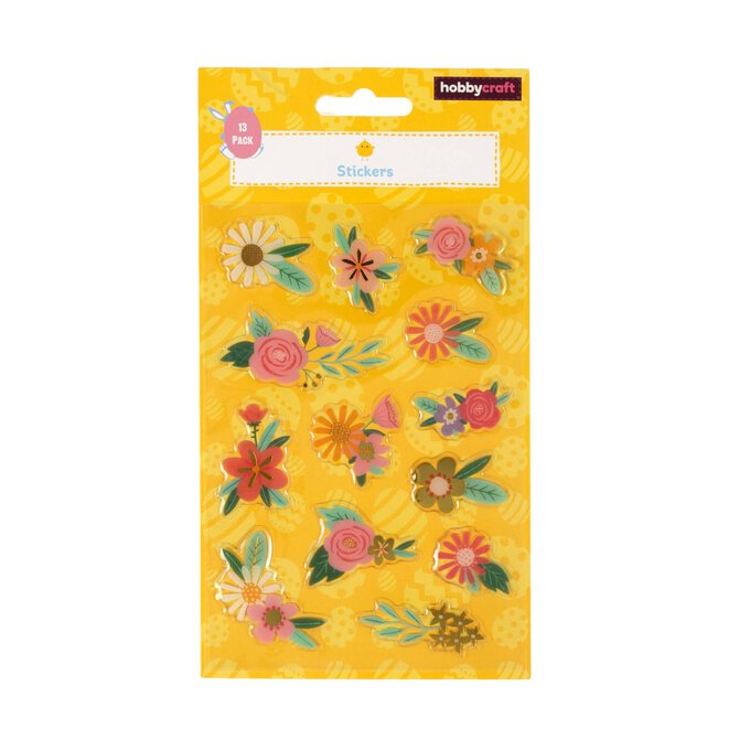 Puffy Easter Flowers Stickers 13 Pack Hobbycraft