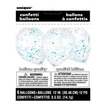 Powder Blue Confetti Balloons 6 Pack