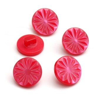 Hemline Red Round Shanked Buttons 15mm 5 Pack