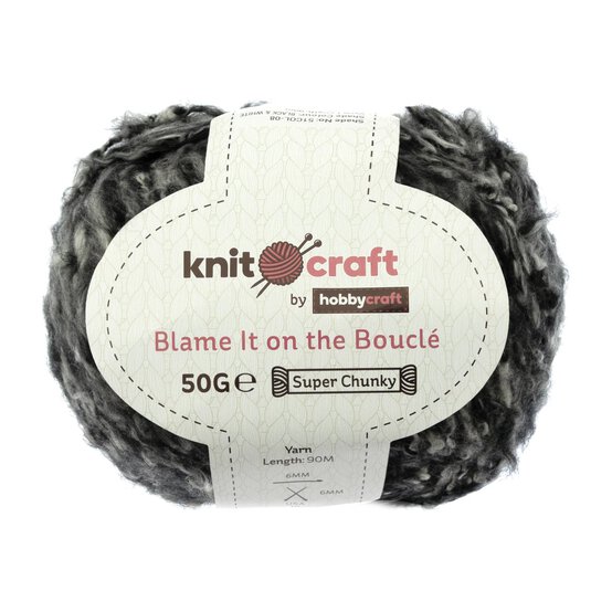 Knitcraft Black and White Blame It on the Bouclé Yarn 50g image number 1