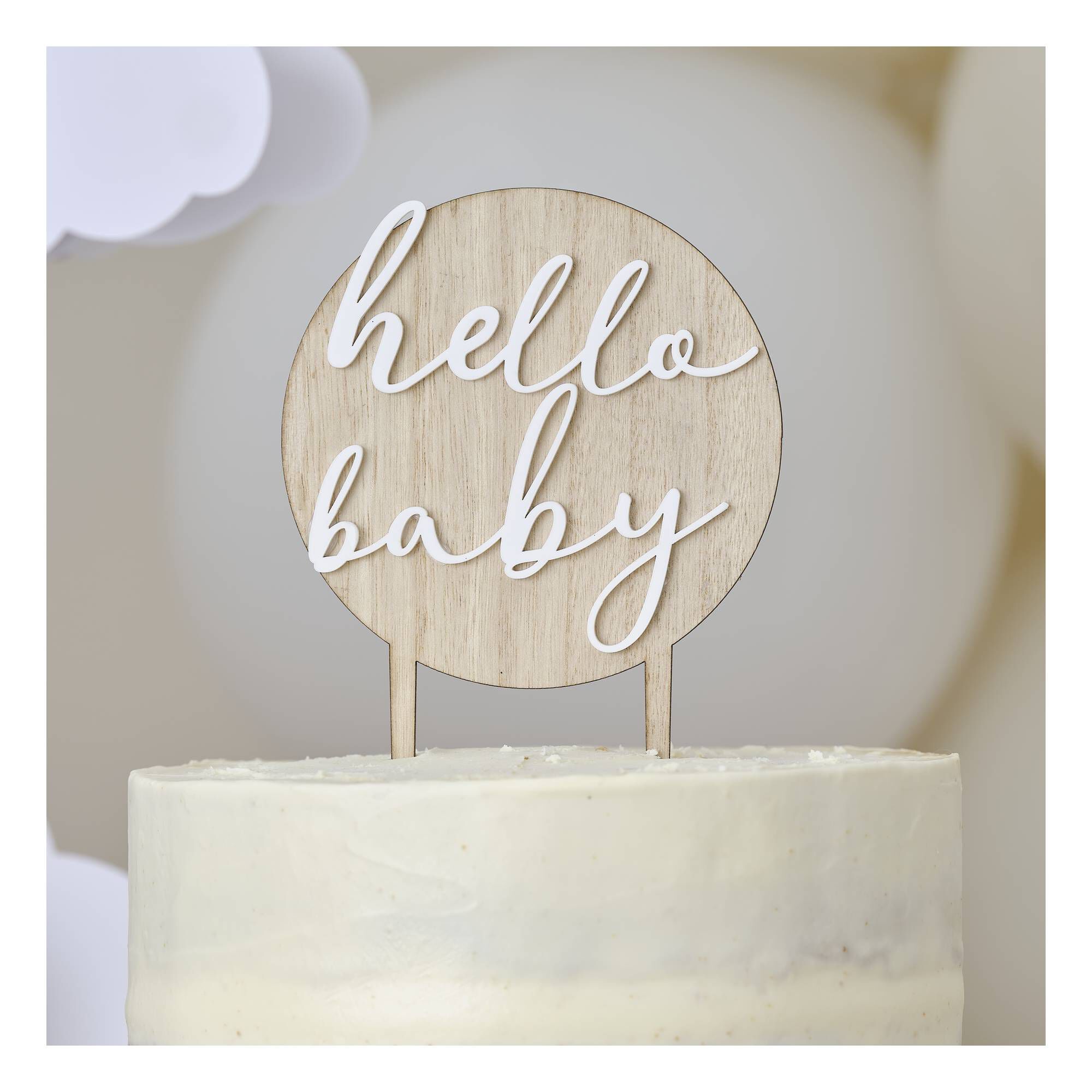 Ginger Ray Hello Baby Wooden Cake Topper Hobbycraft