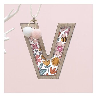 Hanging Wooden Letter V 7.5cm