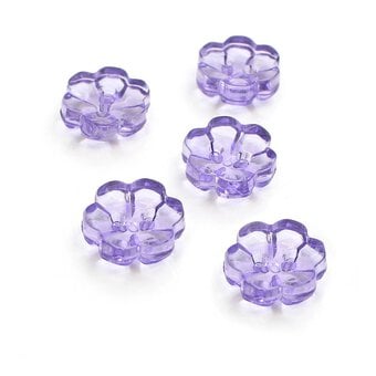 Hemline Lavender Novelty Flower Button 5 Pack