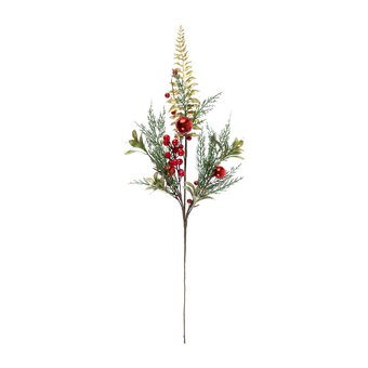 Berry and Bauble Fern Stem 75cm