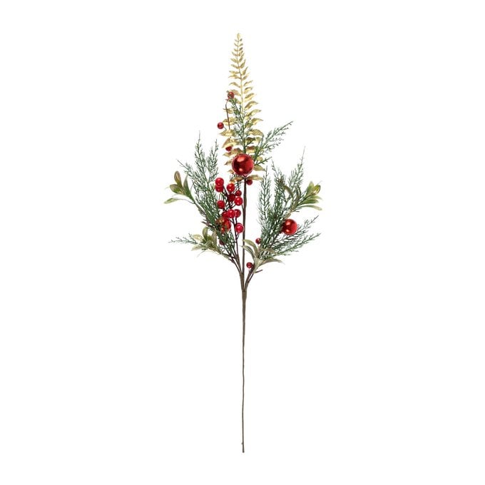 Berry and Bauble Fern Stem 75cm image number 1