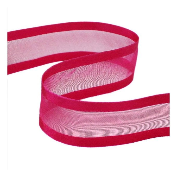 Hot Pink Organza Satin-Edged Ribbon 20mm x 4m image number 1