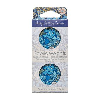 Blue Woodblock Floral Fabric Weights 2 Pack
