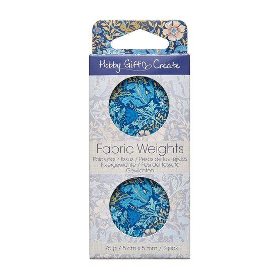 Blue Woodblock Floral Fabric Weights 2 Pack image number 1