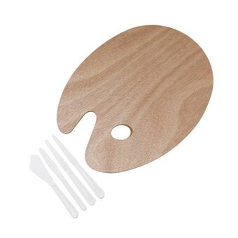 Wooden Palette and Knives Set 5 Pieces