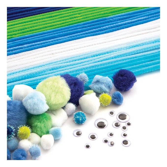 Ocean Pipe Cleaners and Poms Craft Pack 80 Pieces image number 1