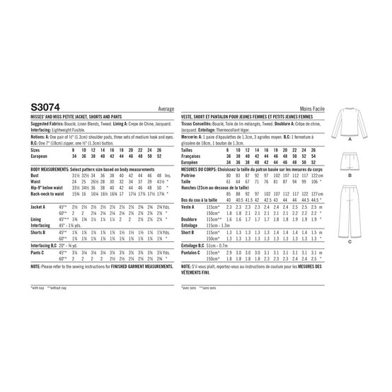 Simplicity Women’s Jacket and Shorts Sewing Pattern S3074 (18-26) image number 3