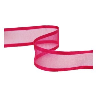Hot Pink Organza Satin-Edged Ribbon 25mm x 4m
