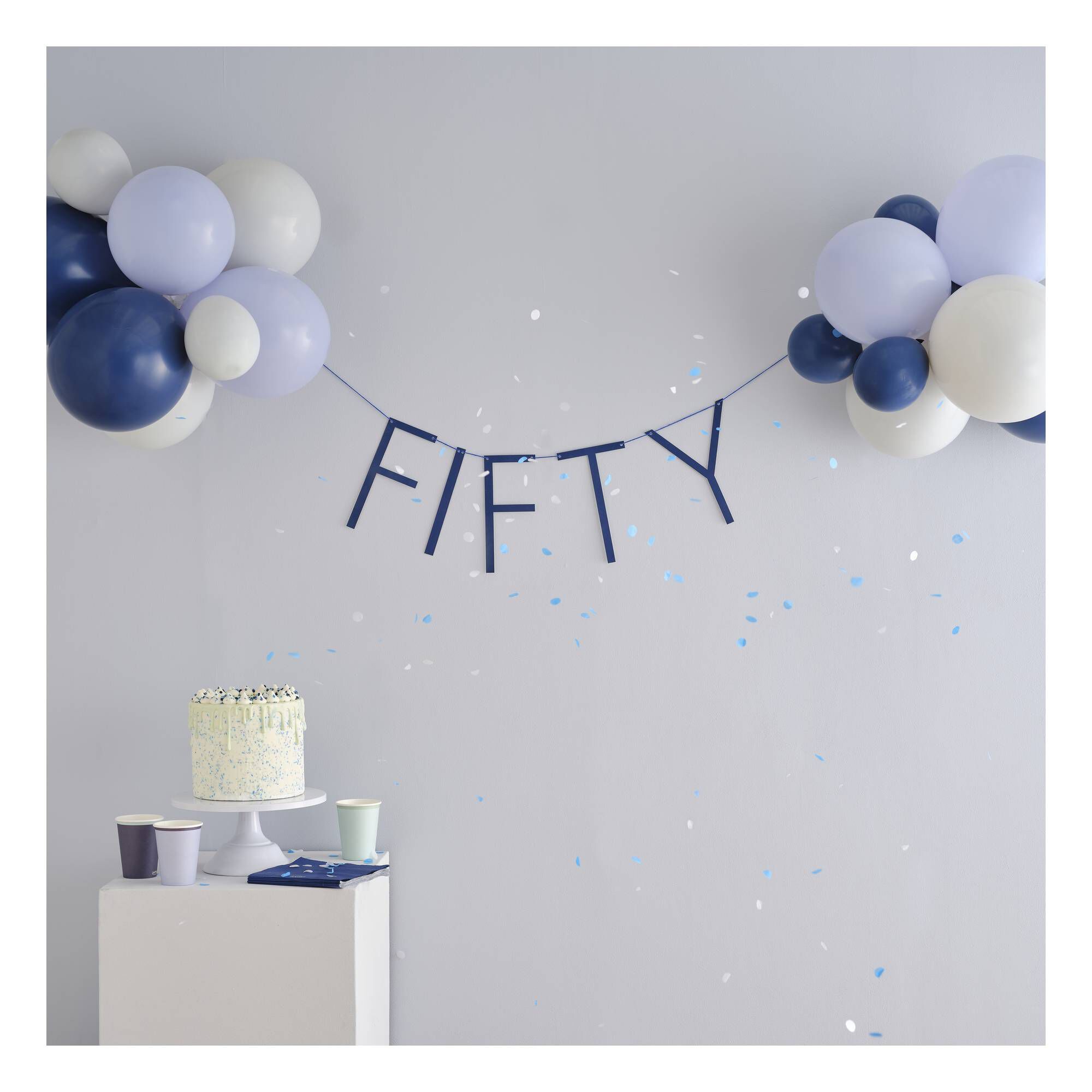 Ginger Ray Navy Fifty Balloon Bunting 1.5m Hobbycraft