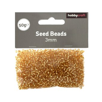 Gold Silver-Lined Seed Beads 3mm 50g