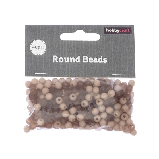 Beige Round Plastic Beads 6mm 40g image number 1