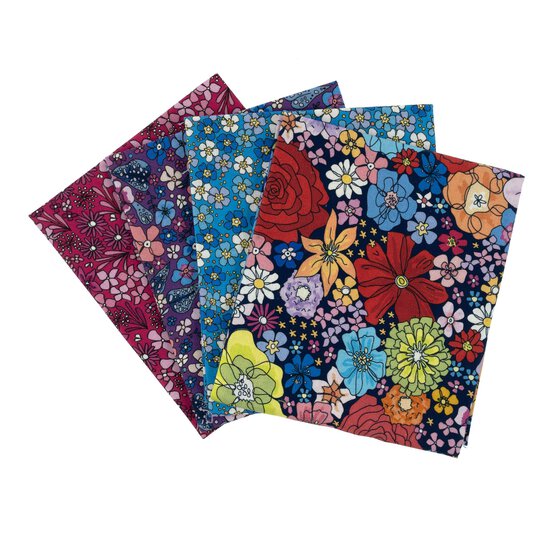 Blue Rainbow Garden Cotton Fat Quarters 4 Pack