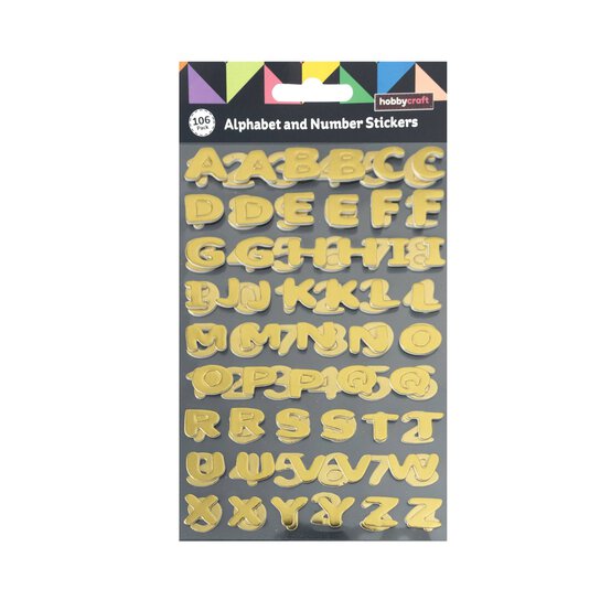 Gold Metallic Puffy Uppercase Alphabet Stickers 106 Pieces  image number 4