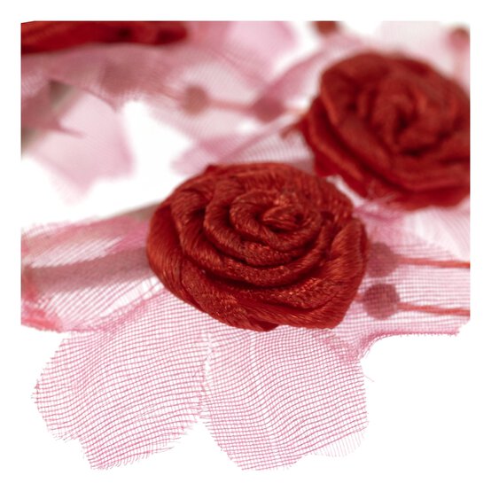 Red Pearl Rose Wired Floral Picks 6 Pieces  image number 3