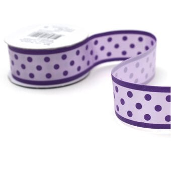 Purple Polka Dot Satin Ribbon 25mm x 2.5m image number 3