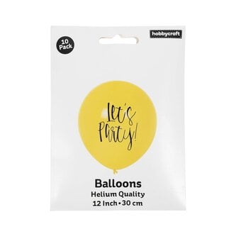 Yellow Let’s Party Latex Balloons 10 Pack image number 3