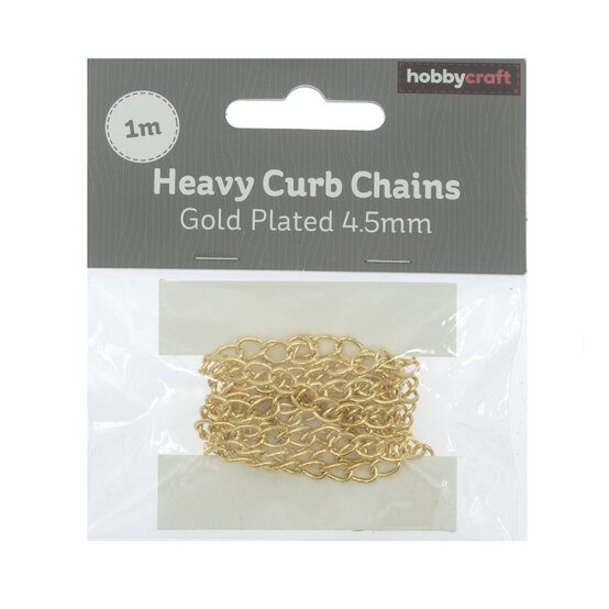 Gold Plated Heavy Curb Chain 4.5mm x 1m image number 2