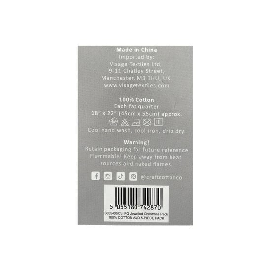 Jewelled Christmas Fat Quarters 5 Pack image number 9