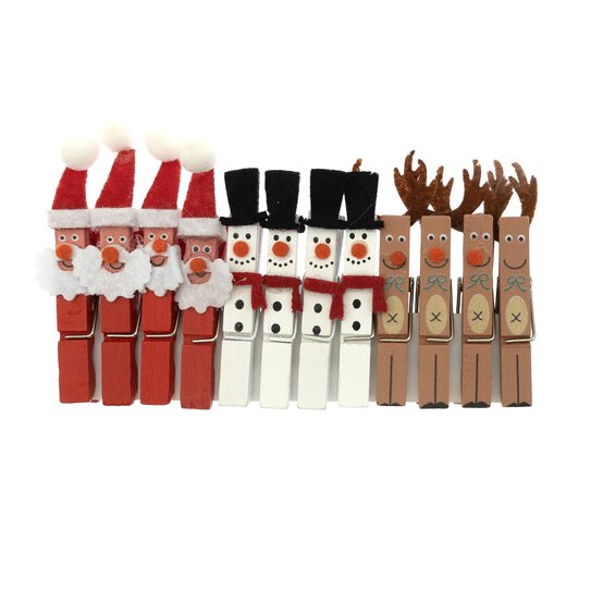 Wooden Christmas Character Pegs 12 Pack image number 4