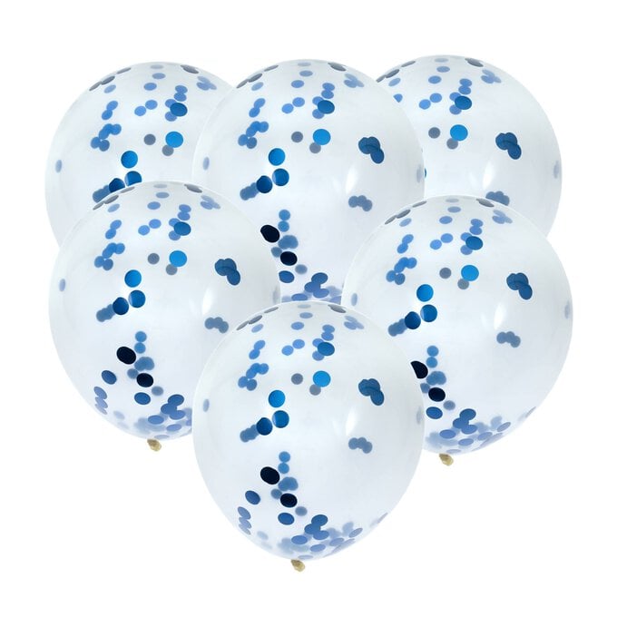 Blue Confetti Balloons 6 Pack image number 1