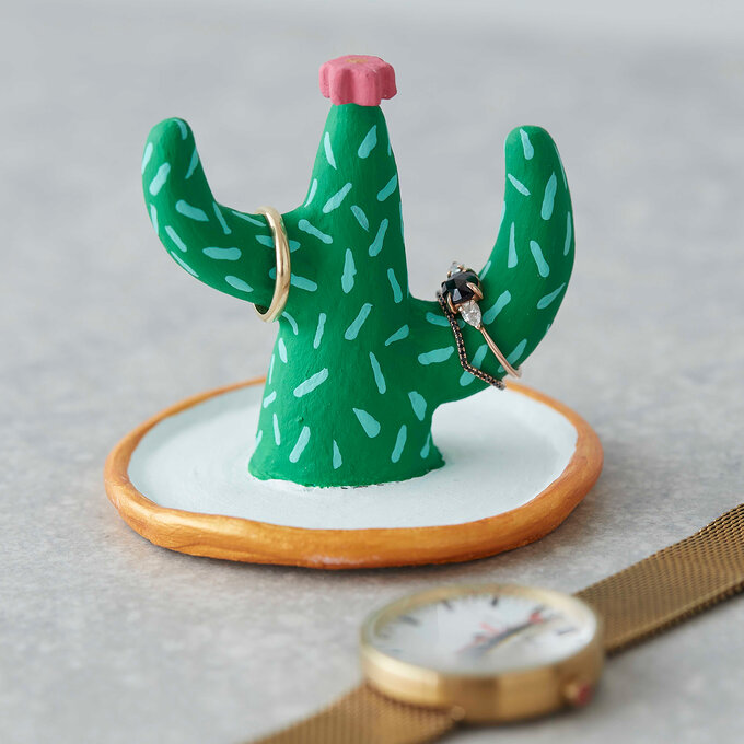 DIY Air Dry Clay Cactus Ring Holder – Craft Box Girls