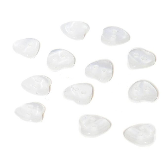 Hemline White Basic Hearts Button 12 Pack image number 1