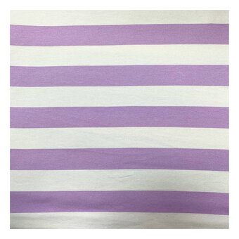 Tilly and the Buttons Wide Stripe Lilac Jersey Fabric 160cm x 2.5m