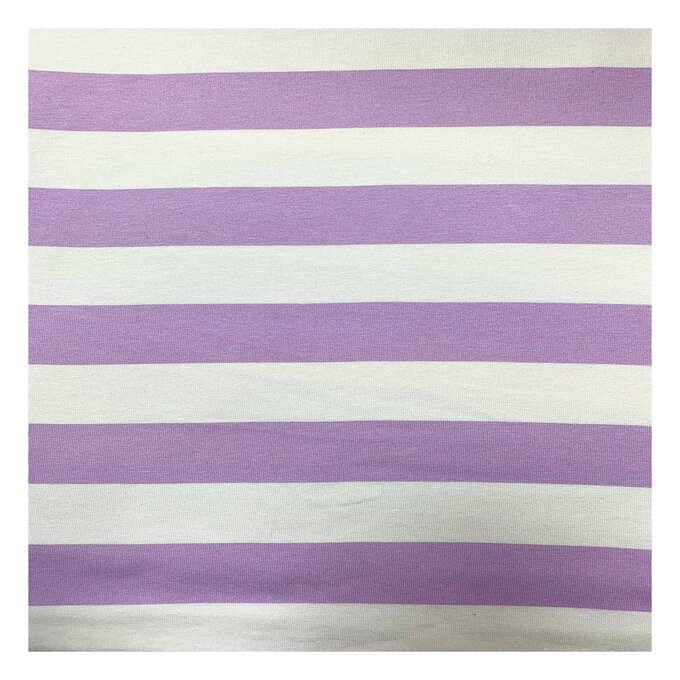 Tilly and the Buttons Wide Stripe Lilac Jersey Fabric 160cm x 2.5m image number 1
