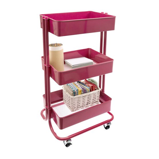 Dusty Pink Three Tier Storage Trolley image number 2