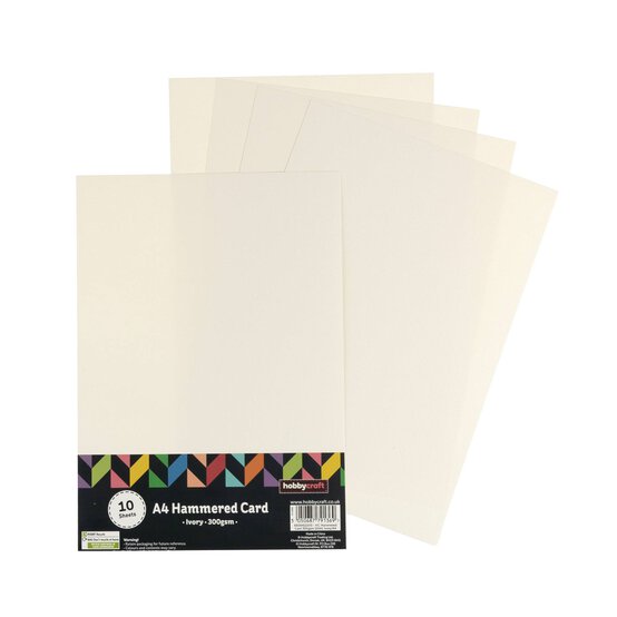 Ivory Hammered Card A4 10 Pack image number 1