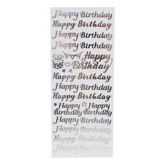 Anita's Silver Happy Birthday Outline Stickers